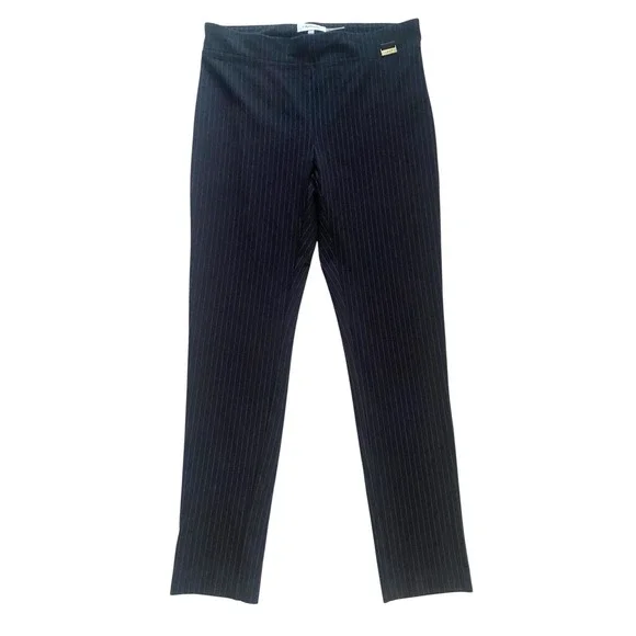 Calvin Klein Womens Pull On Pinstriped Dress Pants Size S Small Elastic Waist - Picture 1 of 6